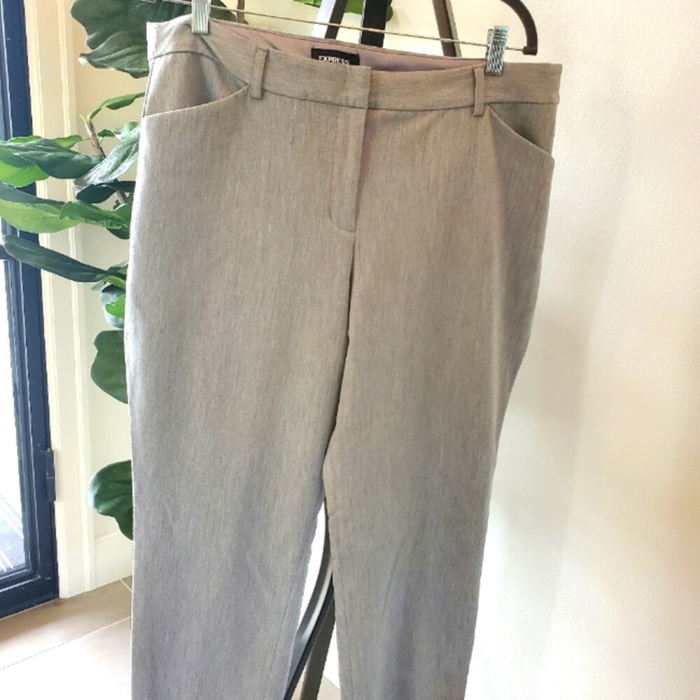 Express Women's Gray Publicist Ankle Pants Size 16R Mid Rise Stretch